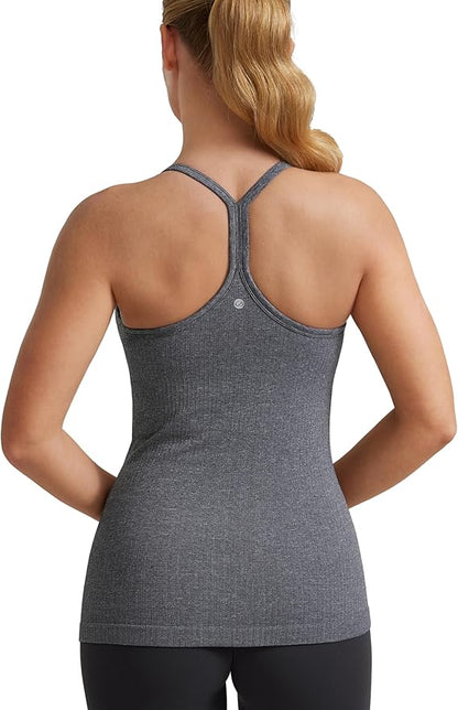 CRZ YOGA Seamless Workout Tank Tops for Women Racerback Athletic Camisole Sports Shirts with Built