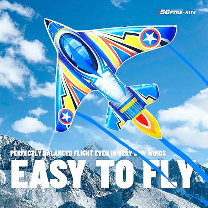 Airplane Kite for Kids and Adults, Easy to Fly with Durable Fiberglass Frame, Outdoor Fun Sports