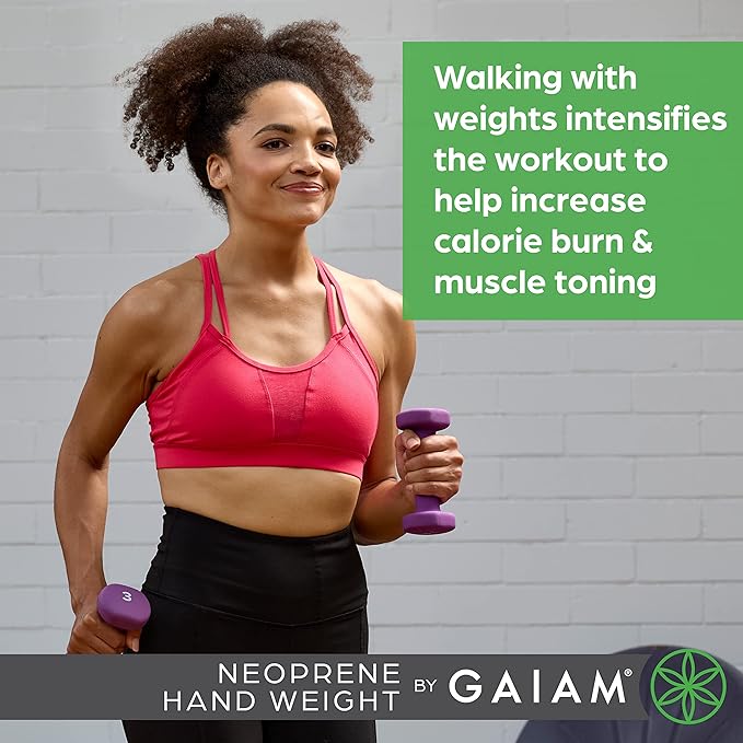 Gaiam Dumbbell Hand Weight (Sold in Singles) - Neoprene Coated Exercise & Fitness Dumbbell for Home