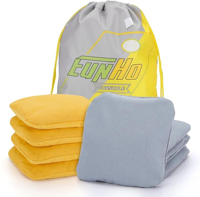 EunHo Dual Sided Cornhole Bags Regulation Set of 8 Professional Cornhole Bean Bags Slick and Stick