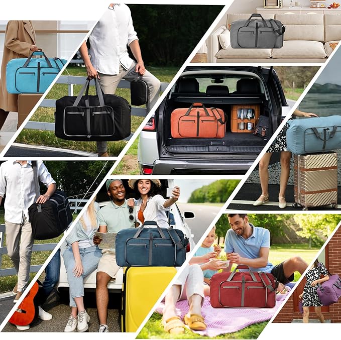 Felipe Varela Duffle Bag with Shoes Compartment and Adjustable Strap,Foldable Travel Duffel Bags