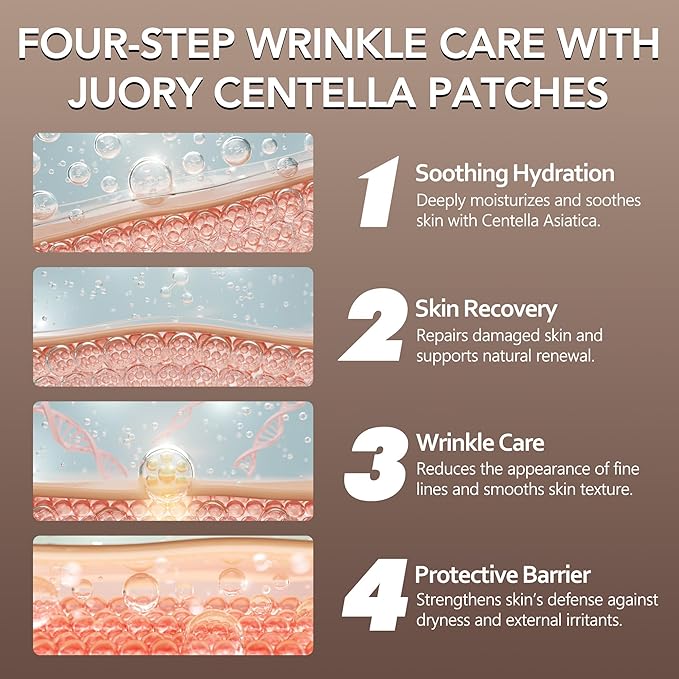 Forehead Smile Line and Neck Herbal Wrinkle Patches with Centella Asiatica, Aloe, Hyaluronic Acid