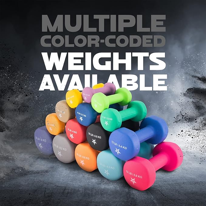 Yes4All Neoprene Coated Dumbbell Hand Weight Sets of 2 - Multiple Weight Options with 15 Colors