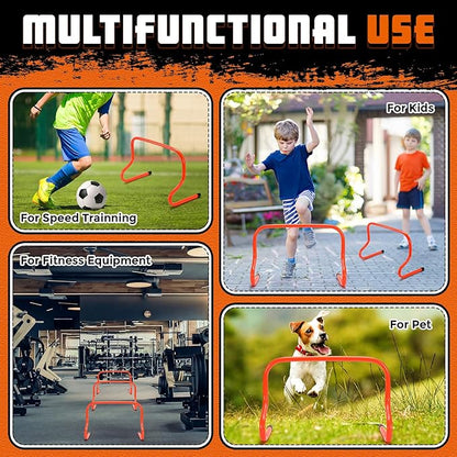 12 Pcs 12 Inch Agility Hurdles Training Equipment Agility Hurdles and Marker Cone Set Disc Cones