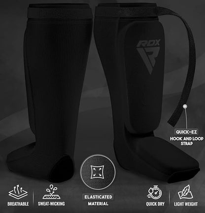 RDX Shin Guards Kickboxing Muay Thai, SATRA Approved, MMA Leg Instep Protection Pads, Sparring