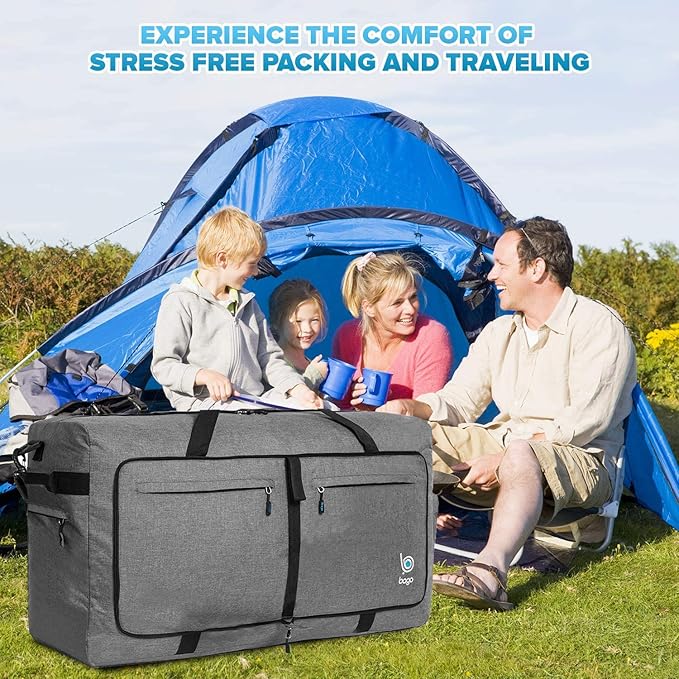 Bago Large Foldable Duffel Bags for Traveling Women & Men - 100L Packable Duffle Bag for Travel