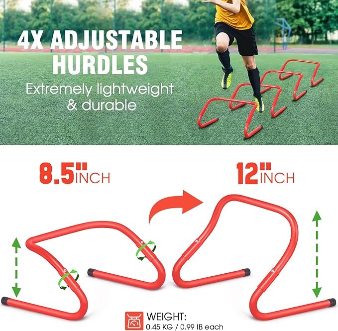 Agility Ladder Speed Training Equipment Set-20ft Agility Ladder,12 Soccer Cones,4 Hurdles, Jump