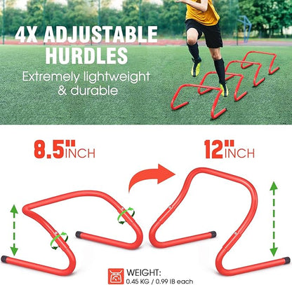 Agility Ladder Speed Training Equipment Set-20ft Agility Ladder,12 Soccer Cones,4 Hurdles, Jump