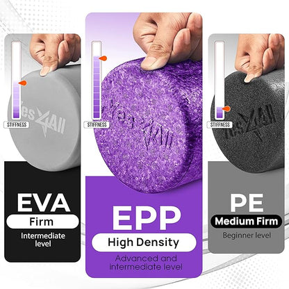 Yes4All High-Density EPP Round Back Roller Foam, Exercise Foam Roller for Yoga, Pilates &