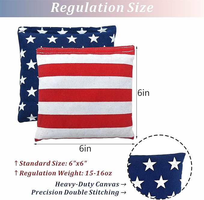 Cornhole Bags Set of 8 Regulation Professional Corn Hole Bean Bags Weather Resistant for Tossing
