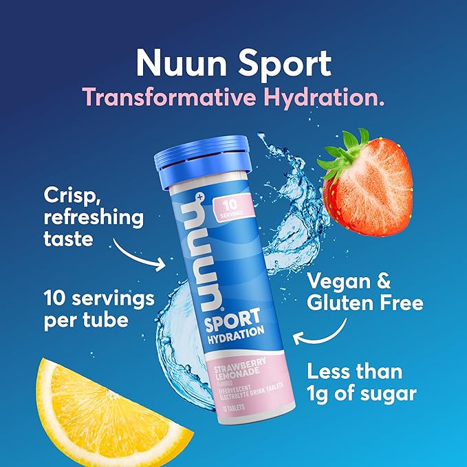 Nuun Sport Electrolyte Tablets with Magnesium, Calcium, Potassium, Chloride & Sodium, Gluten Free &