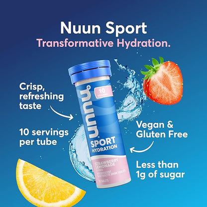 Nuun Sport Electrolyte Tablets with Magnesium, Calcium, Potassium, Chloride & Sodium, Gluten Free &