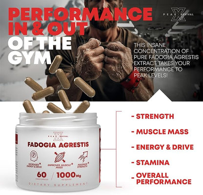 Fadogia Agrestis 1000mg Per Serving Supplement - Potent Extract to Increase Energy, Athletic