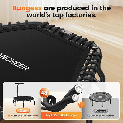 ANCHEER 50" Rebounder Trampoline for Adults- 2025 Foldable Mini Trampoline with Bar- Exercise