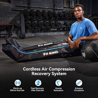 FIT KING Cordless Recovery System, Professional Air Compression Massager, Reduces Muscle Pain and