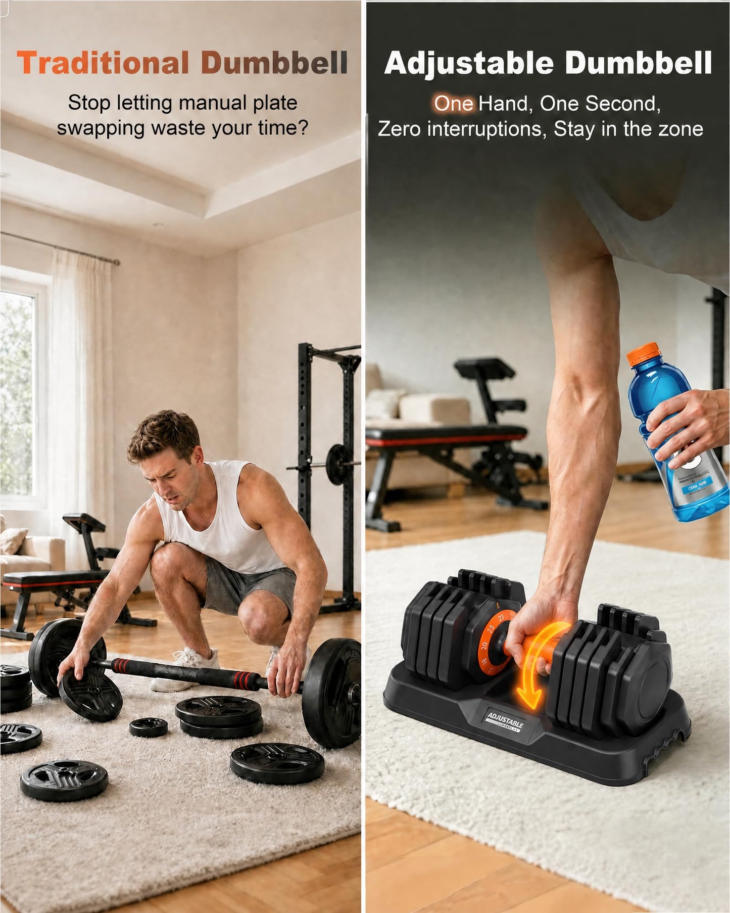 2026 Upgrade Adjustable Dumbbell Set 25lb/55lb, Small Increment in 3-6lb, 1 Hand Quick-Dial