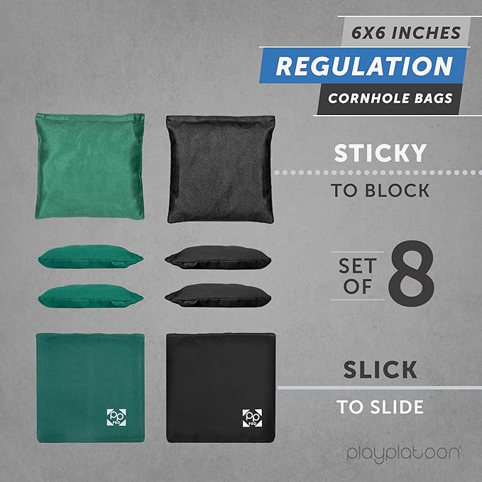 Professional Cornhole Bags - Set of 8 Regulation All Weather Double Sided - Sticky Side/Slick Side