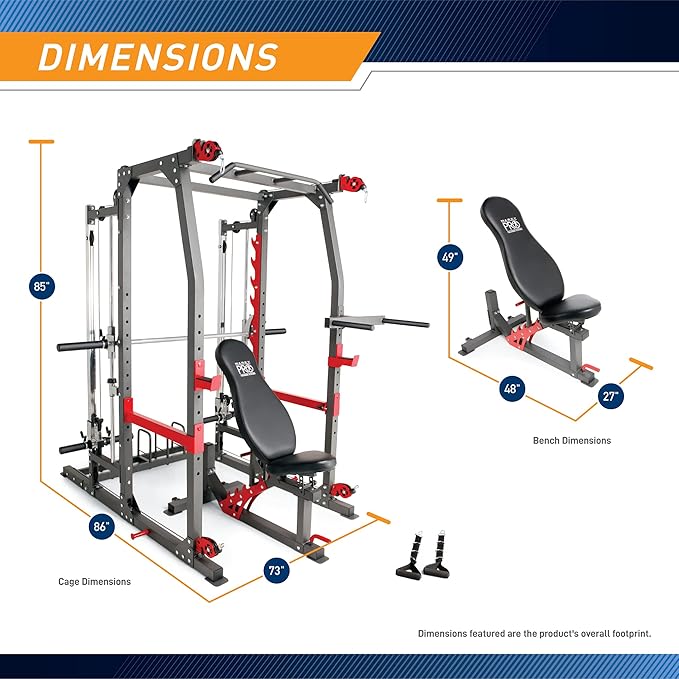 Marcy Smith Machine Home Gym System SM-4903, All-in-One Strength Training Cage with Weight Bench