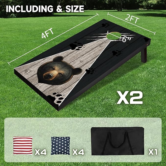 Cornhole Board Set with Carrying Bags & 8 Bean Bags Corn Hole Boards Bean Toss Game for Adults