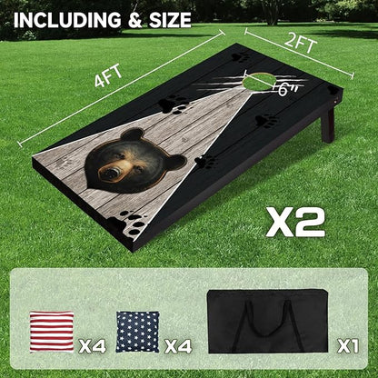 Cornhole Board Set with Carrying Bags & 8 Bean Bags Corn Hole Boards Bean Toss Game for Adults