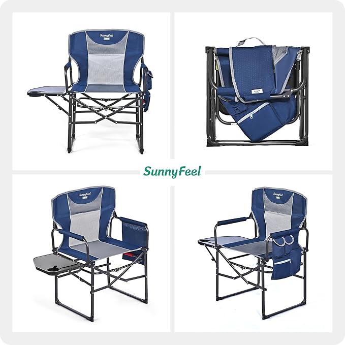 SUNNYFEEL Oversized Camping Directors Chair, Portable Folding Lawn Chairs for Adults Heavy Duty