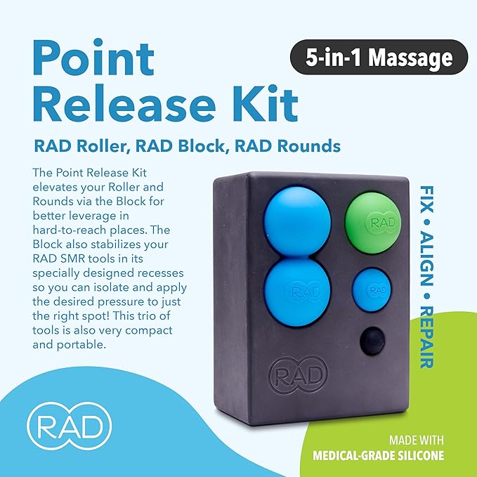 RAD Point Release Kit / 5-in-1 Massage Tool Kit with Block, Massage Balls and Peanut Roller for