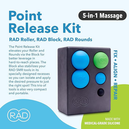 RAD Point Release Kit / 5-in-1 Massage Tool Kit with Block, Massage Balls and Peanut Roller for