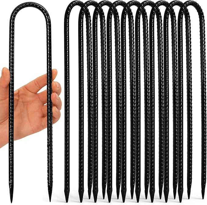 Trampoline Stakes 12 inches 10-Pack U Stake for Ground Heavy Duty Trampoline Anchors High Wind