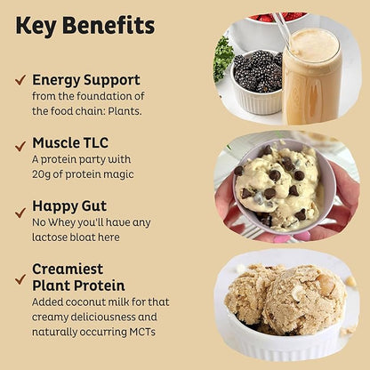 KOS Vegan Protein Powder Erythritol Free, Vanilla USDA Organic - Pea Protein Blend, Plant Based