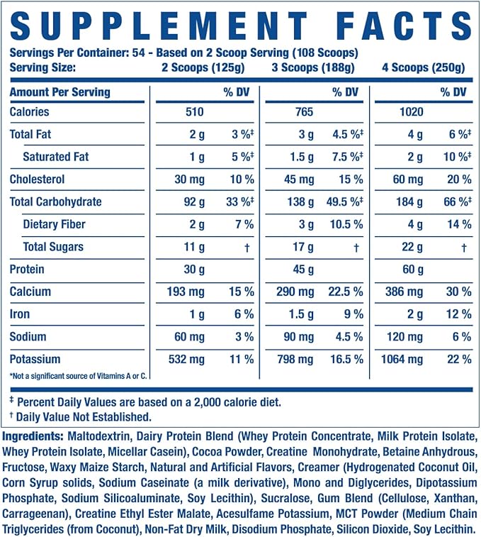 Ronnie Coleman Signature Series King Mass XL Mass Gainer Protein Powder, Muscle Gainer, 60g