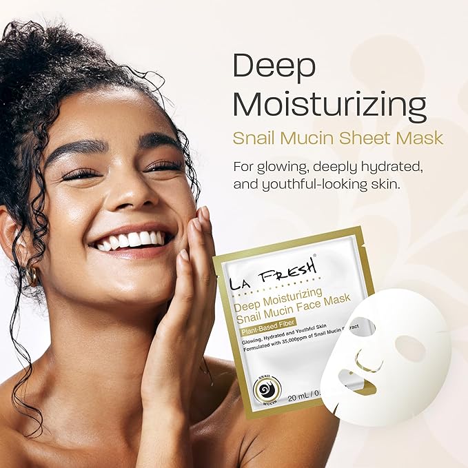 La Fresh Deep Moisturizing Snail Mucin Sheet Mask, Glow, and Hydration Face Mask with Snail Mucin