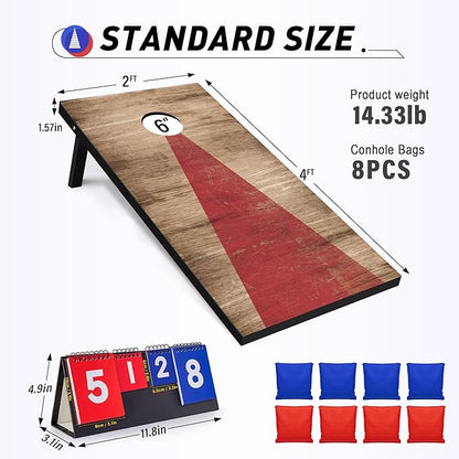 4x2 Ft Cornhole Boards Set, Premium Regulation Size Cornhole Boards with 8 All-Weather Bean Bags