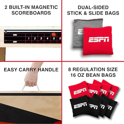 ESPN Cornhole Board Set Includes Bean Bags and Travel Case, Ideal for Kids Games, Family Games, and