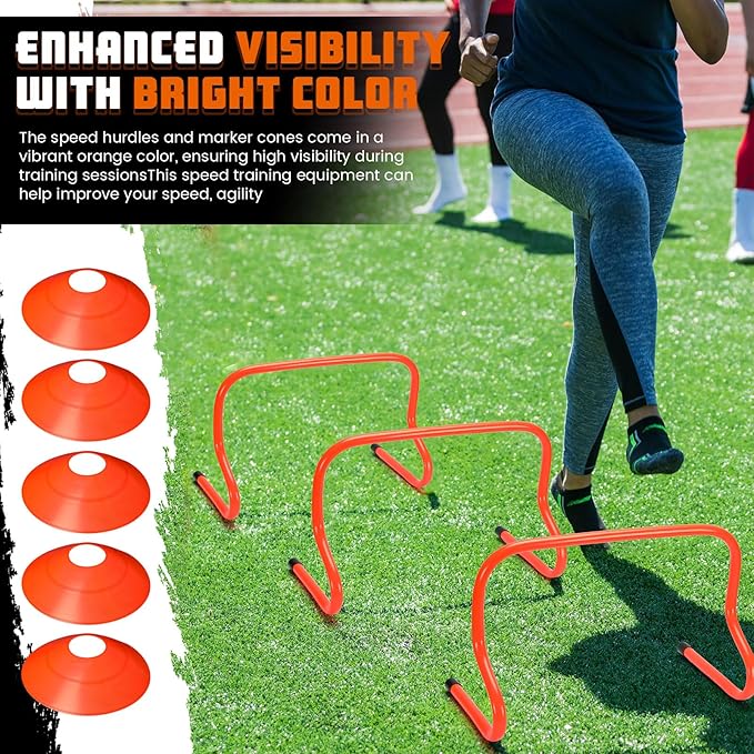 12 Pcs 12 Inch Agility Hurdles Training Equipment Agility Hurdles and Marker Cone Set Disc Cones