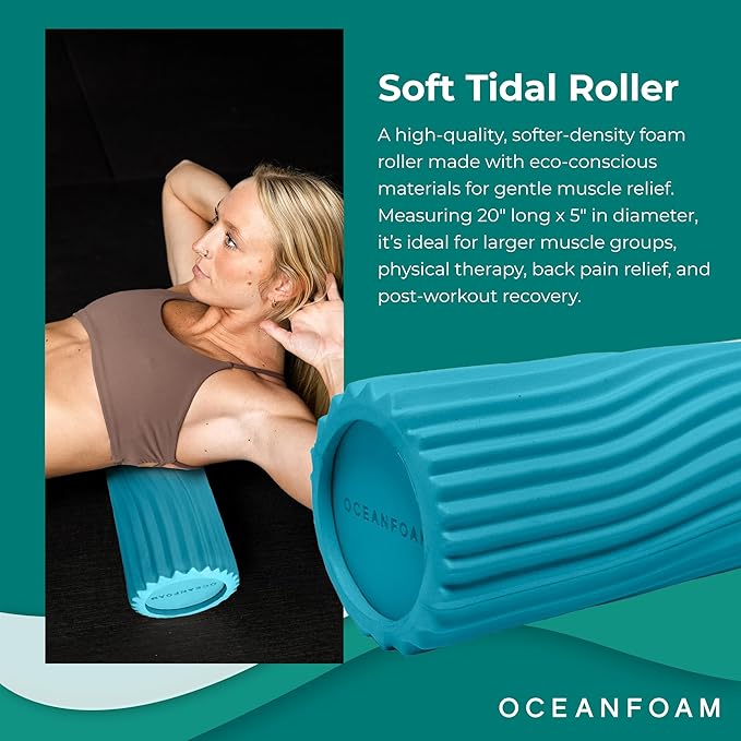 Oceanfoam Soft Tidal Roller (Miami Blue) - Low Density Foam Roller for Physical Therapy, Back Pain
