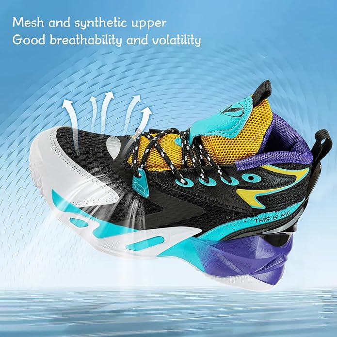 VITUOFLY Kids Basketball Shoes Boys Air Cushion Sneakers Girls Mid Top School Hoops Shoes Non-Slip