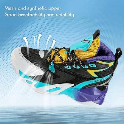 VITUOFLY Kids Basketball Shoes Boys Air Cushion Sneakers Girls Mid Top School Hoops Shoes Non-Slip