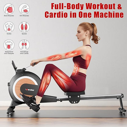 Rowing Machine, Magnetic Rowing Machine for Home, Upgraded 32-Levels Quiet Resistance with Smart