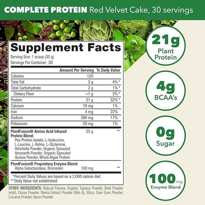PlantFusion Complete Vegan Protein Powder - Plant Based Protein Powder With BCAAs, Digestive
