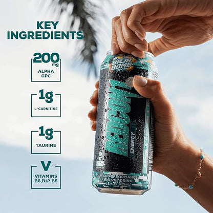 REDCON1 Energy High Performance Drink, Baja Bomb - Zero Sugar Energy Drink with Alpha GPC Nootropic