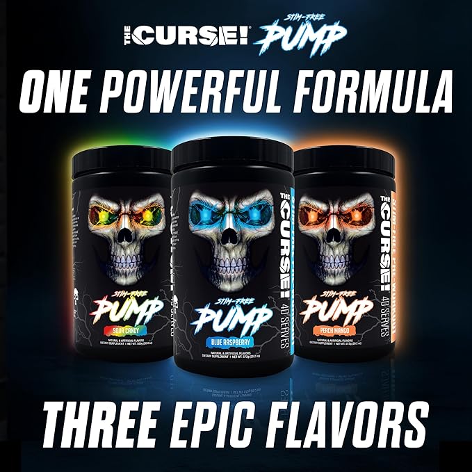 JNX SPORTS The Curse! Pump ??Stim-Free Pre-Workout | Peach Mango 40 Serves | Caffeine-Free Pump Pre