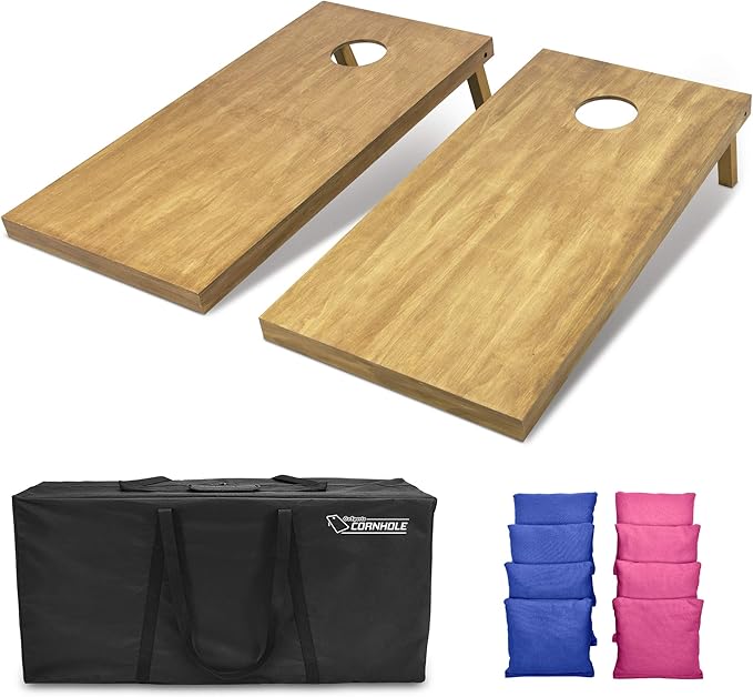 GoSports 4 ft x 2 ft Regulation Size Wooden Cornhole Boards Set - Includes Carrying Case - Full