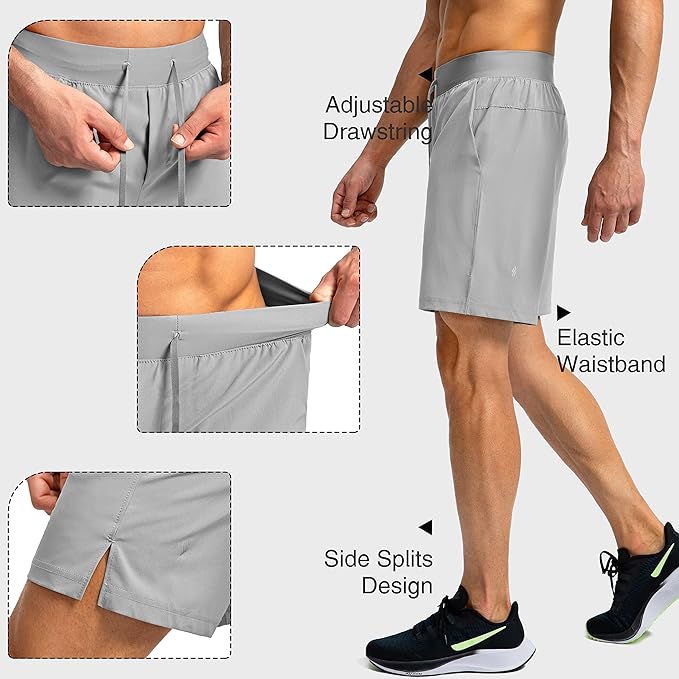 Men's Running Shorts with Zipper Pockets 9 Inch/ 7 Inch / 5 Inch Lightweight Quick Dry Gym Workout