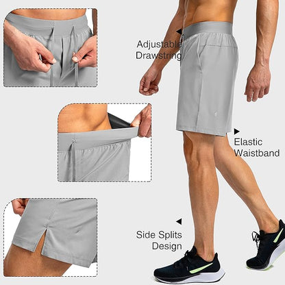 Men's Running Shorts with Zipper Pockets 9 Inch/ 7 Inch / 5 Inch Lightweight Quick Dry Gym Workout