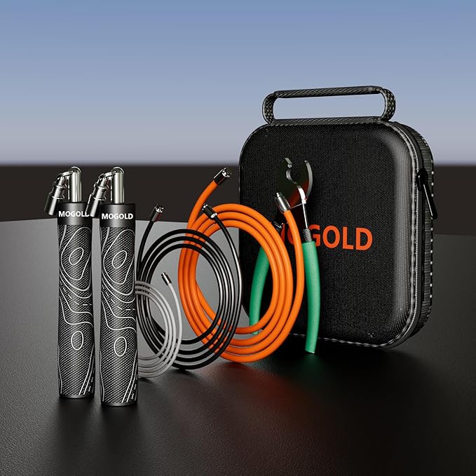 Weighted Jump Rope for Men Women -Interchangeable 1/5lb 1/4lb 1/2lb Heavy jump ropes - 360 Degree