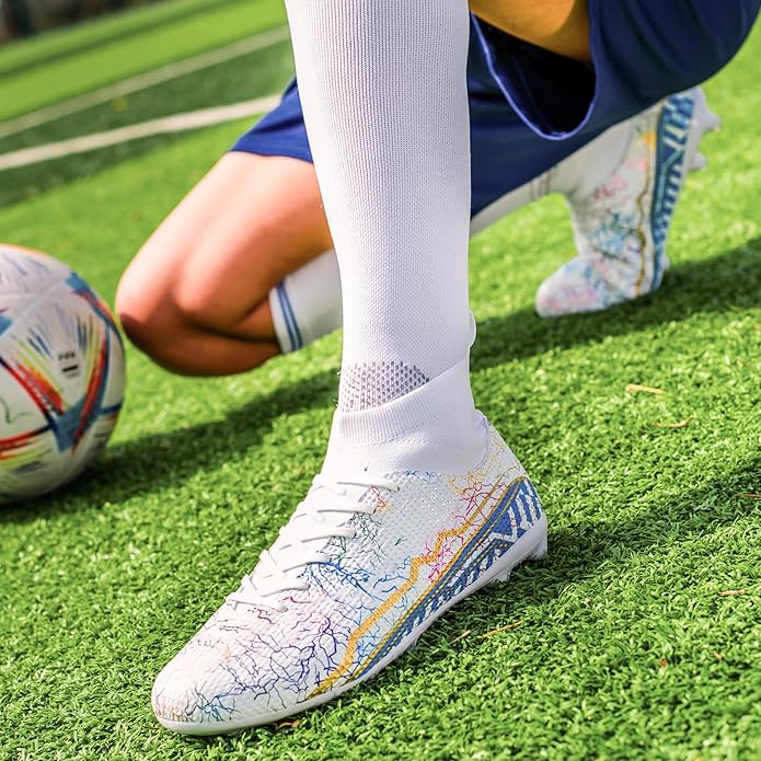 Soccer Cleats Mens Football Cleats Professional Soccer Shoes High-Tops Non-Slip Spikes for Big Boys