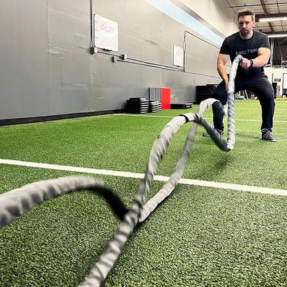 Meister Professional Sheathed Battle Rope for Strength & Conditioning Gym Workouts - 1.5" Diameter