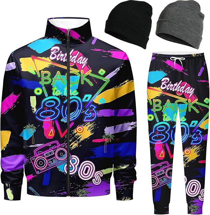 DOOPCCOR Men Track Suits Sets 80s outfit for men tracksuits sweatsuits 2 Piece sets Zip Casual