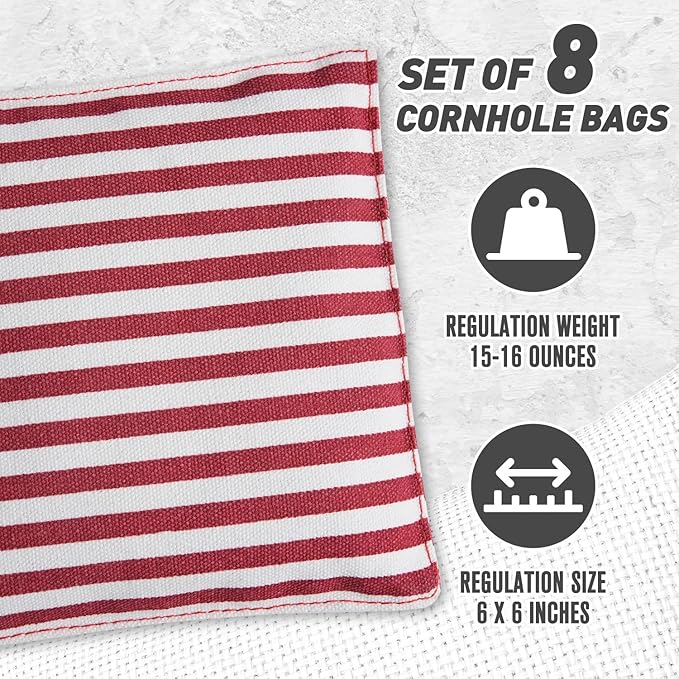Cornhole Bags Set of 8 Regulation Corn Hole Bean Bags for Cornhole Game, Professional Weather