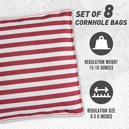 Cornhole Bags Set of 8 Regulation Corn Hole Bean Bags for Cornhole Game, Professional Weather